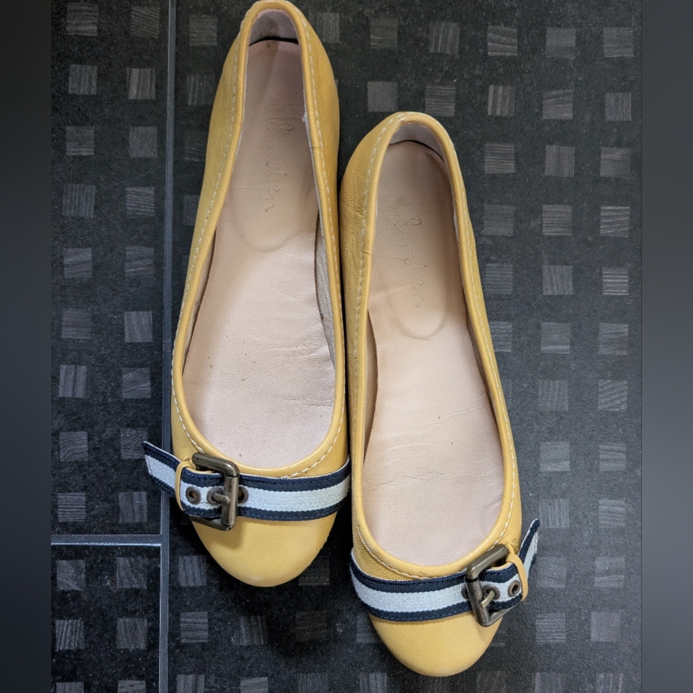 Yellow Ballet Flats with Buckle Detail